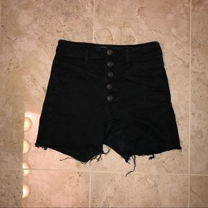 American Eagle Outfitters black distressed shorts